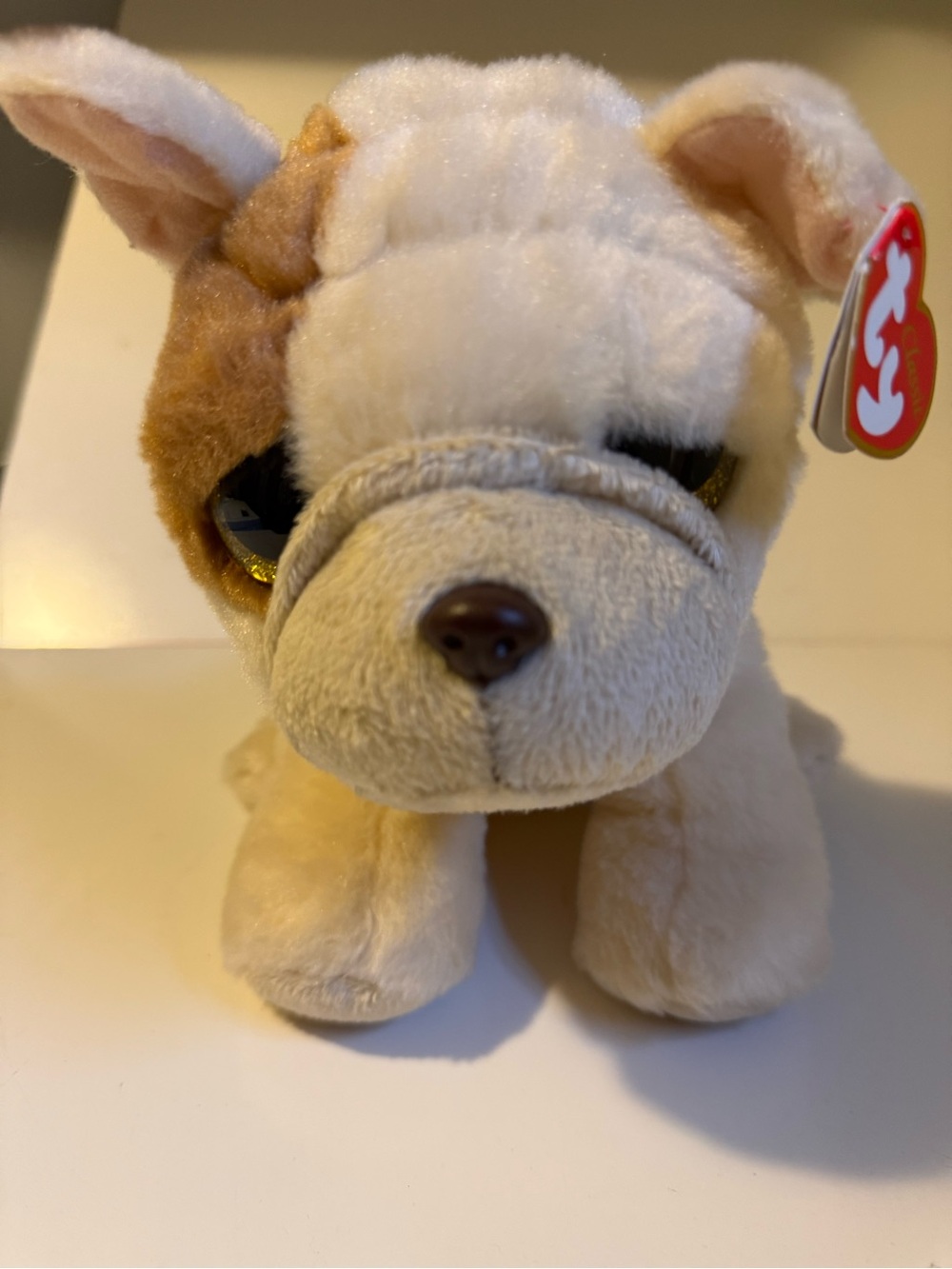 Ty Classic Houghie Dog Plush 90286 White Brown Bulldog Puppy 2021 With Tags